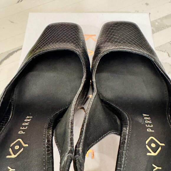 Katy Perry The Hollow Heel Sling Back Snake Embossed Black - Picture 9 of 10